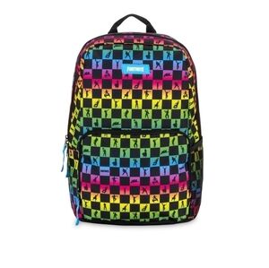 Fortnite Checkered Amplify Rainbow Multicolor‎ Backpack Bookbag Back to School